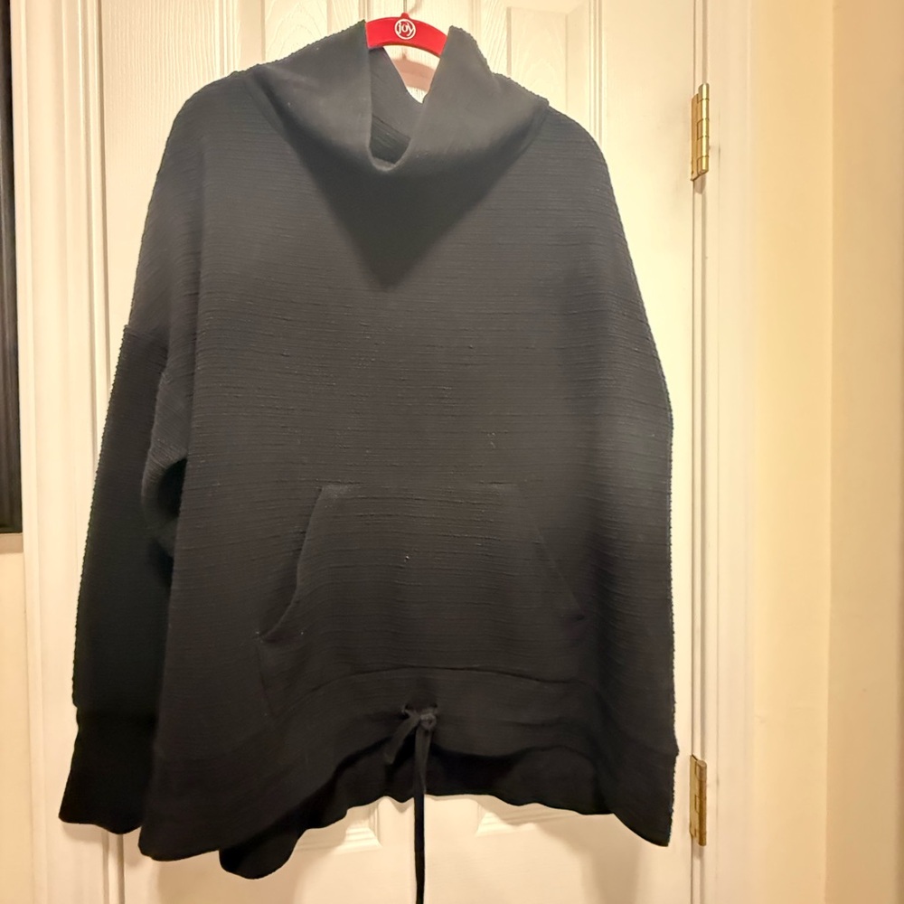 Grace and Lace Cowl Neck Sweatshirt Black Large